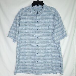 KUHL Men's Blue/White Striped Short Sleeve Button Down Shirt XXL